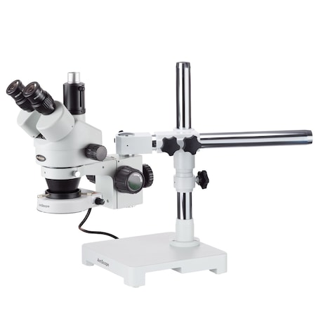 7X-45X Trinocular Single-Arm Boom Stereo Microscope, 80-LED Ring Light, 5MP USB 2 C-mount Camera -  AMSCOPE, SM-3T-80S-5M
